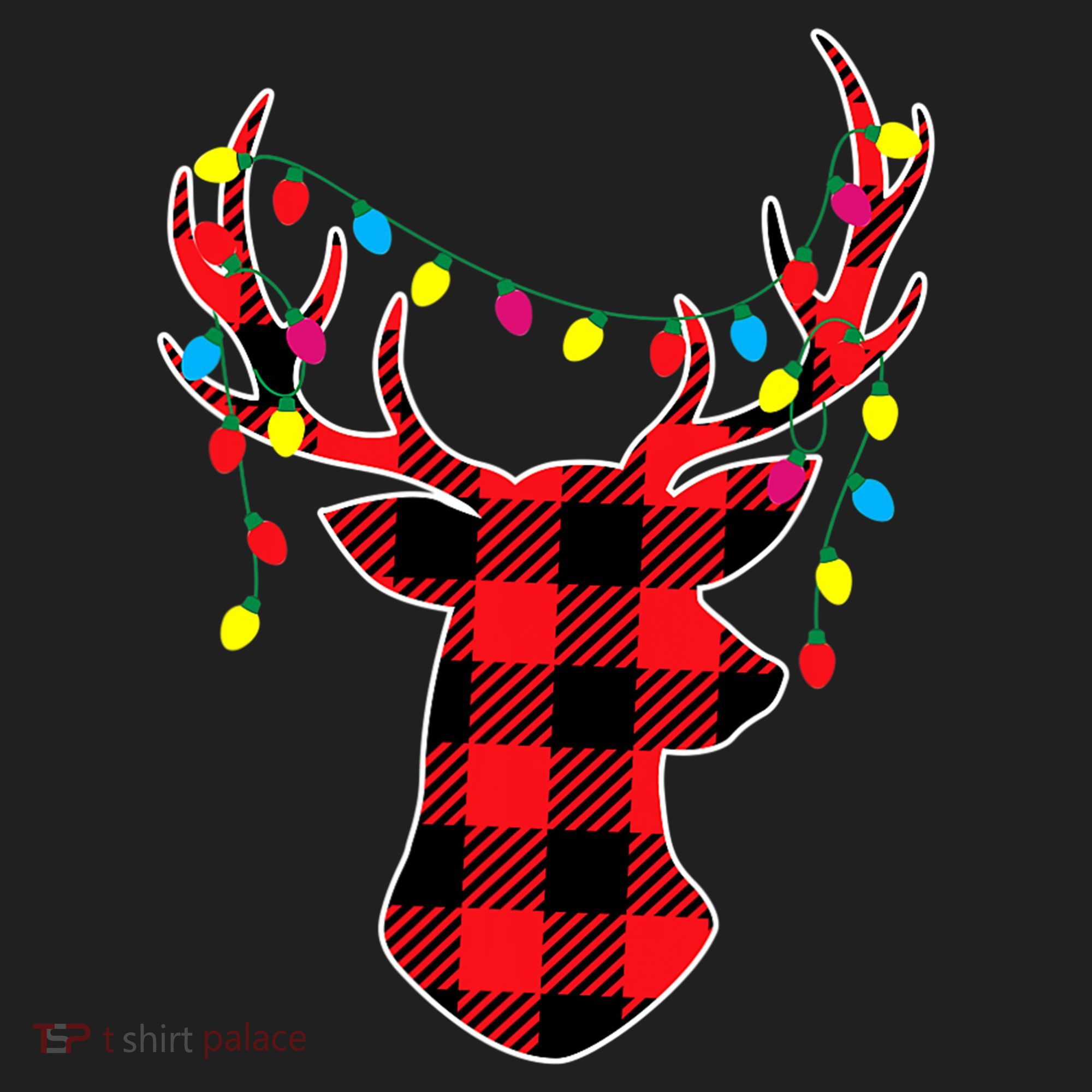 Classic Red & Black Christmas Buffalo Plaid Deer Women's Sweatshirt