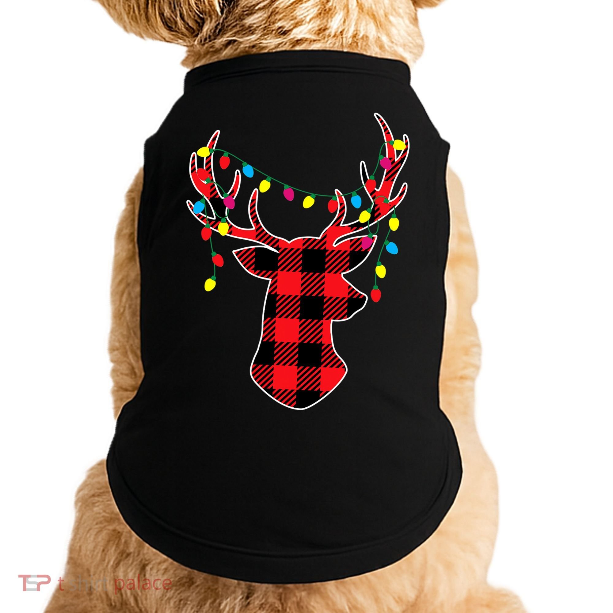 Classic Red & Black Christmas Buffalo Plaid Deer Doggie Tank