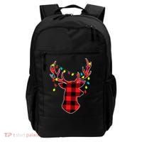 Classic Red & Black Christmas Buffalo Plaid Deer Backpack thumb 0