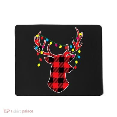 Classic Red & Black Christmas Buffalo Plaid Deer Mousepad