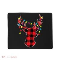 Classic Red & Black Christmas Buffalo Plaid Deer Mousepad thumb 0