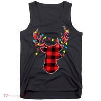 Classic Red & Black Christmas Buffalo Plaid Deer Tank Top thumb 0