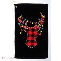 Classic Red & Black Christmas Buffalo Plaid Deer Golf Towel thumb 0