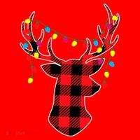 Classic Red & Black Christmas Buffalo Plaid Deer Santa Hat thumb 1