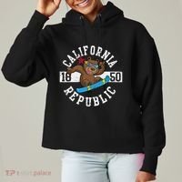 California Republic Bear Snowboarder Snowboarding Snowboard Cute Gift Ladies Heavyweight Boxy Pullover Hoodie thumb 0