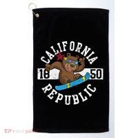 California Republic Bear Snowboarder Snowboarding Snowboard Cute Gift Golf Towel thumb 0