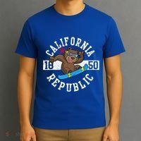 California Republic Bear Snowboarder Snowboarding Snowboard Cute Gift T-Shirt thumb 3
