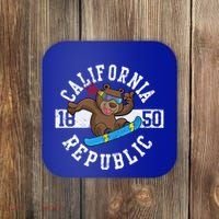 California Republic Bear Snowboarder Snowboarding Snowboard Cute Gift Coaster thumb 0