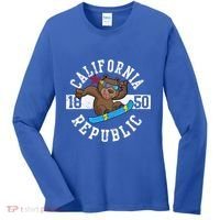 California Republic Bear Snowboarder Snowboarding Snowboard Cute Gift Women's Long Sleeve Shirt thumb 0