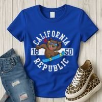 California Republic Bear Snowboarder Snowboarding Snowboard Cute Gift Women's T-Shirt thumb 3