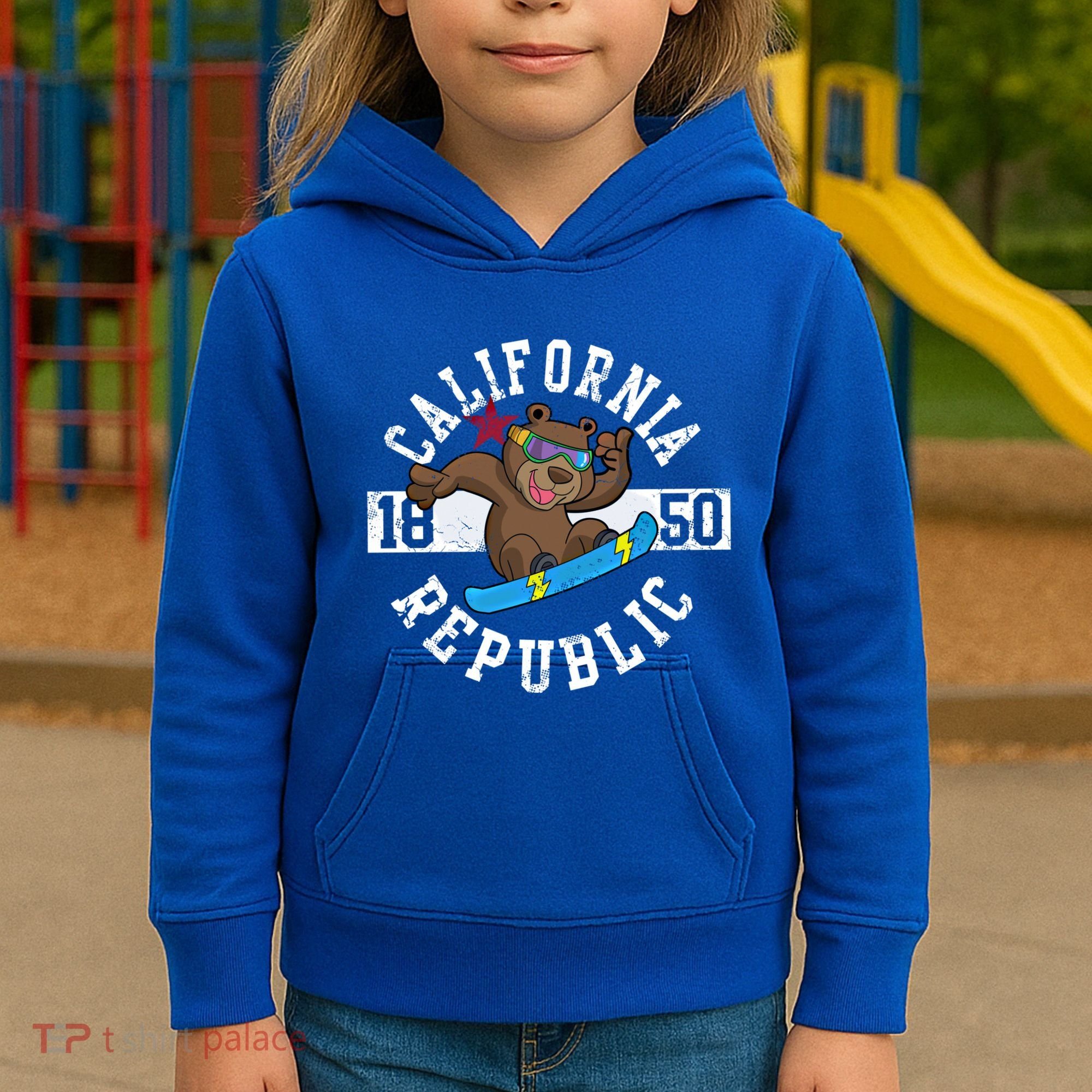 California Republic Bear Snowboarder Snowboarding Snowboard Cute Gift Kids Hoodie