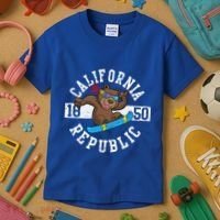 California Republic Bear Snowboarder Snowboarding Snowboard Cute Gift Kids T-Shirt thumb 3