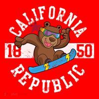 California Republic Bear Snowboarder Snowboarding Snowboard Cute Gift Santa Hat thumb 1