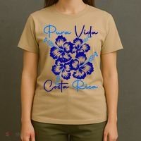 Costa Rica Beach Pura Vida Tropical Flower Family Vacation T-Shirt thumb 4