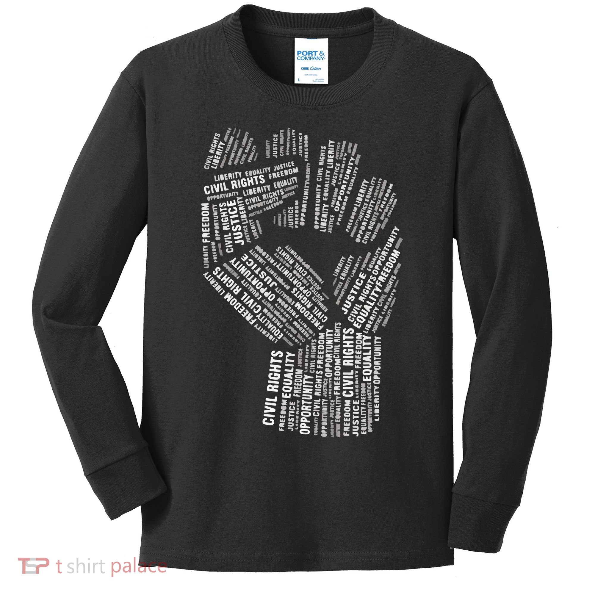 Civil Rights Black Power Fist March For Justice Kids Long Sleeve Shirt