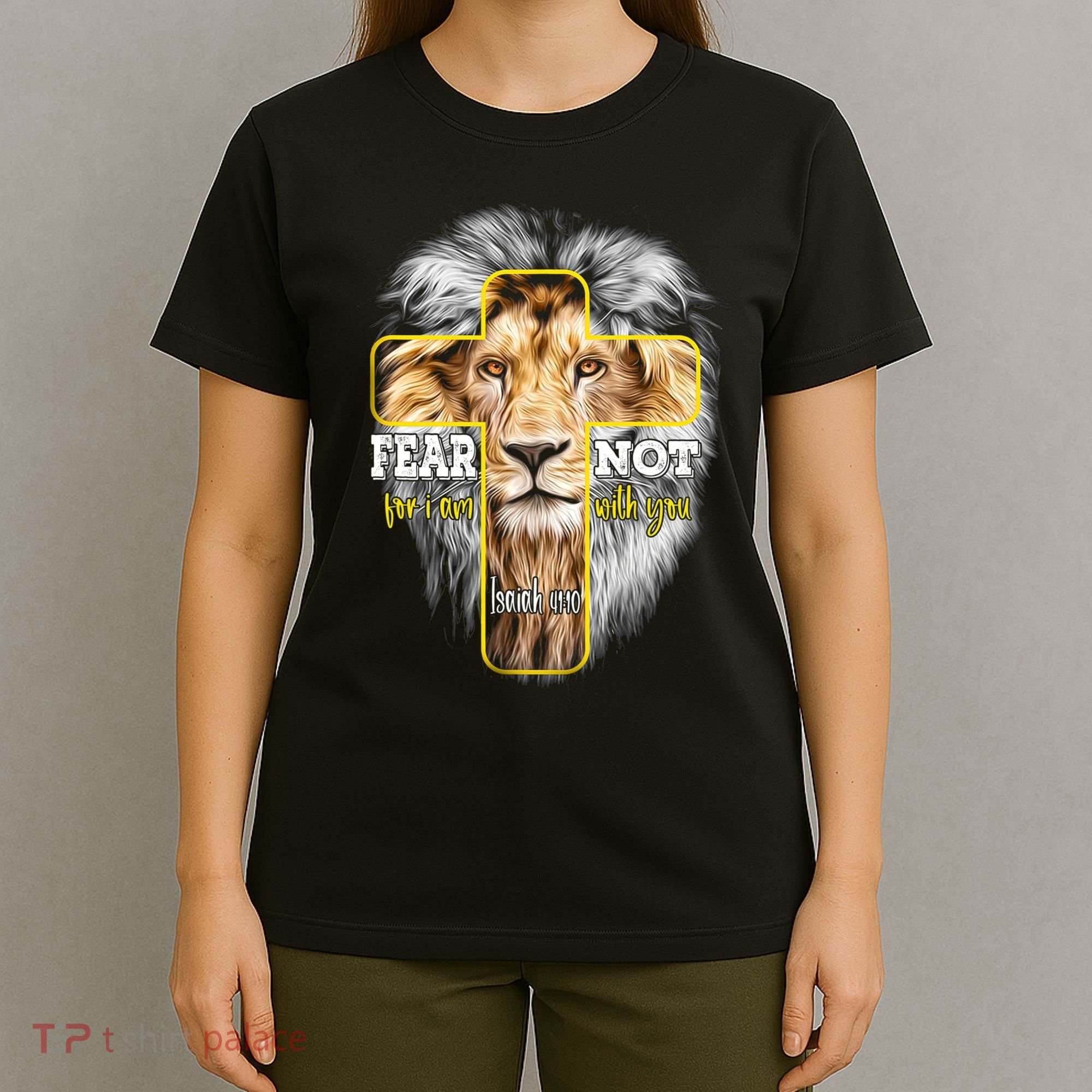 Christian Religious Bible Verse Sayings Lion Fear Scripture T-Shirt