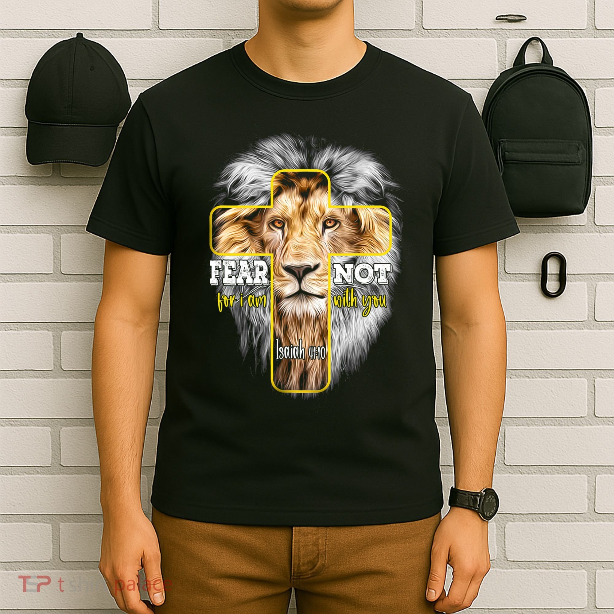 Christian Religious Bible Verse Sayings Lion Fear Scripture T-Shirt