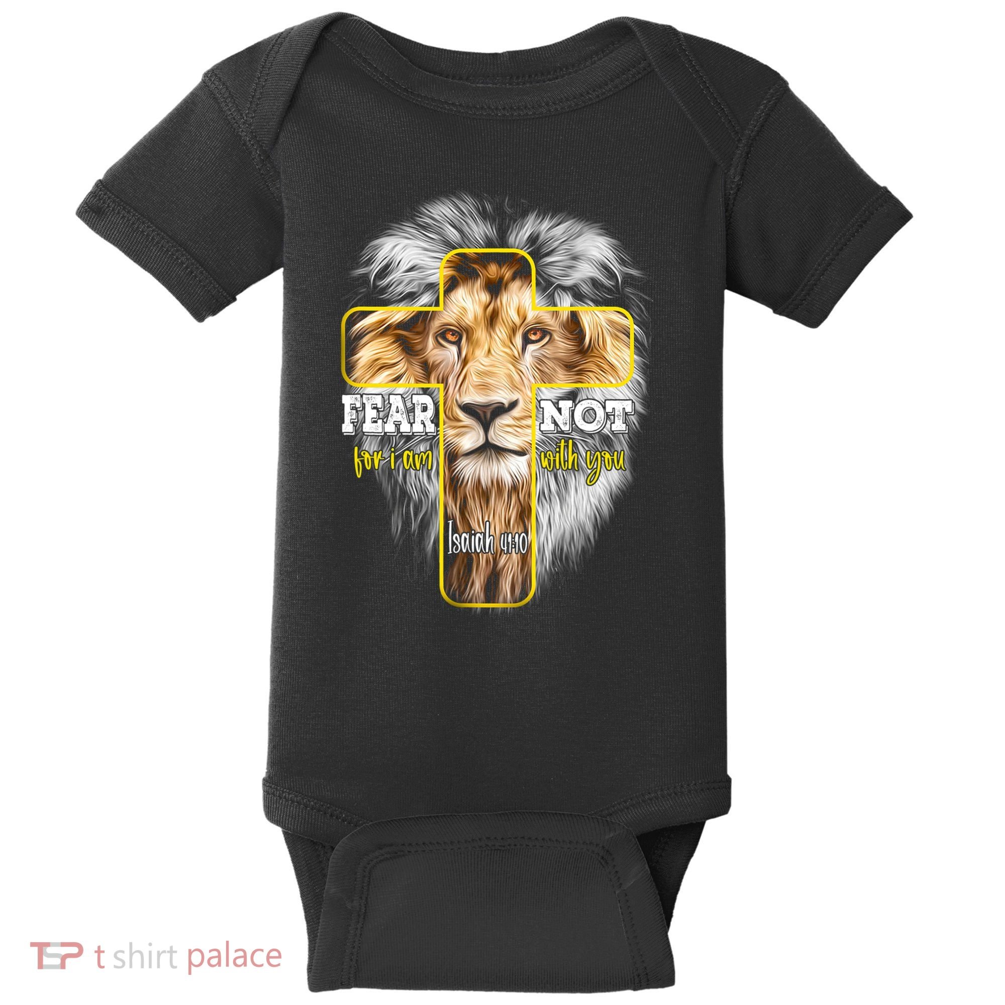 Christian Religious Bible Verse Sayings Lion Fear Scripture Baby Bodysuit