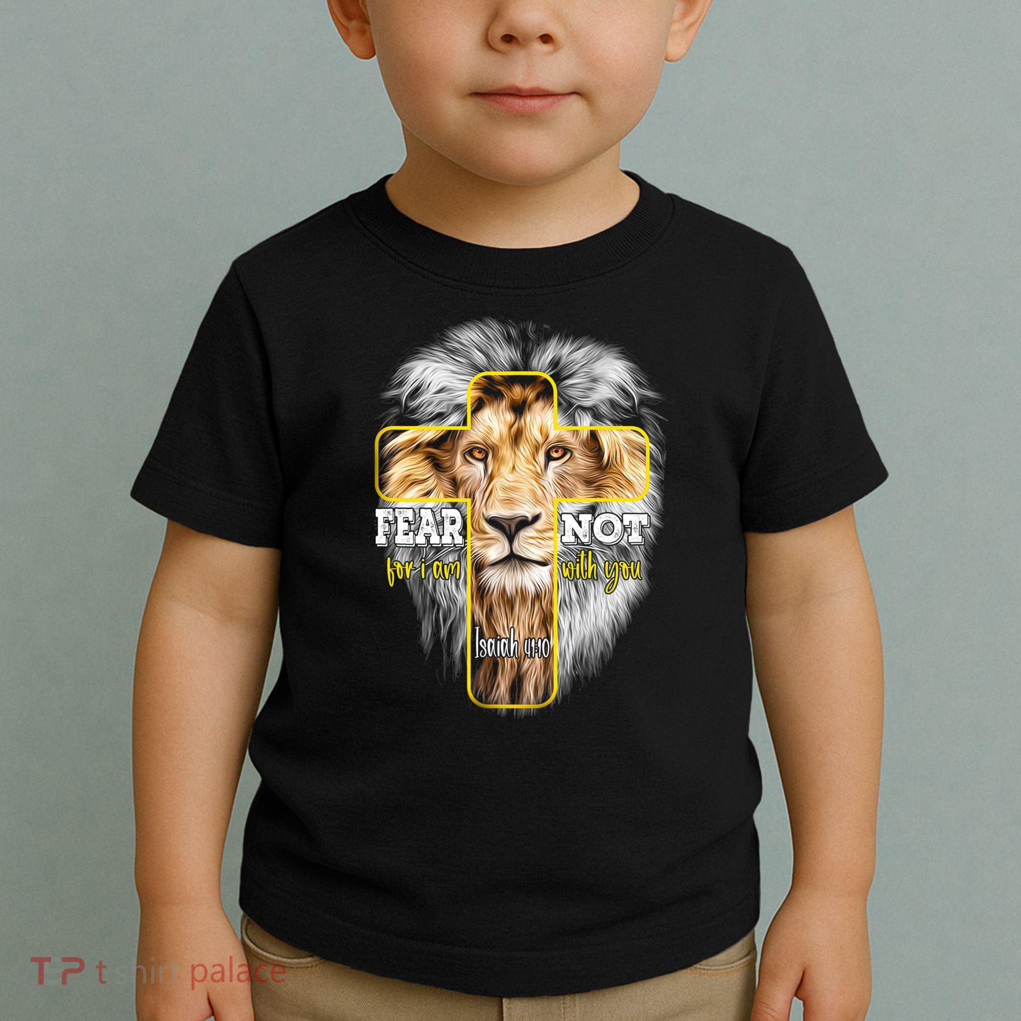 Christian Religious Bible Verse Sayings Lion Fear Scripture Toddler T-Shirt