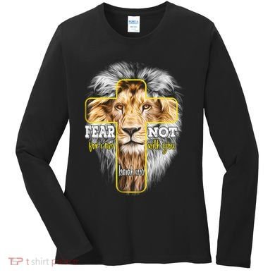 Christian Religious Bible Verse Sayings Lion Fear Scripture Women's Long Sleeve Shirt