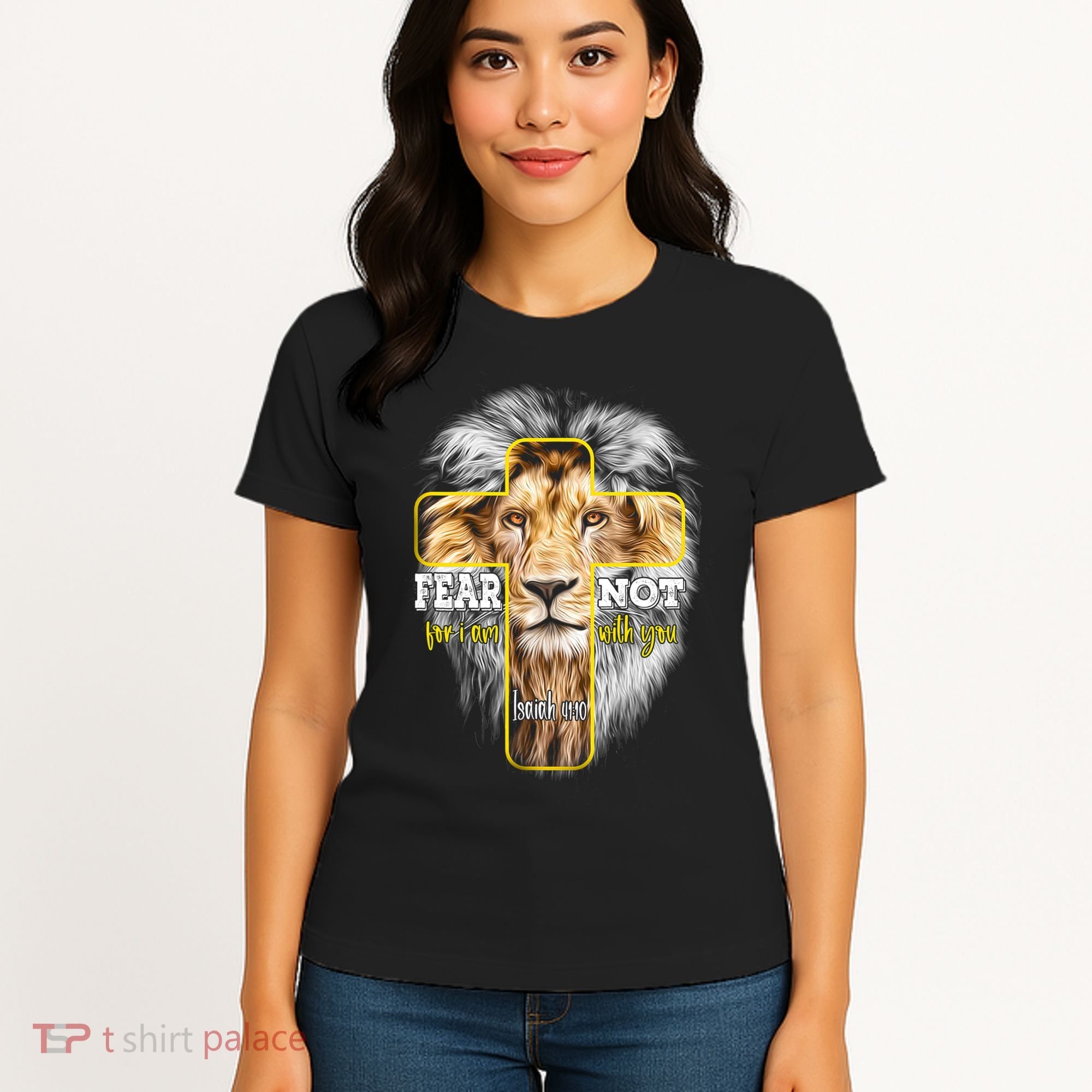 Christian Religious Bible Verse Sayings Lion Fear Scripture Women's T-Shirt