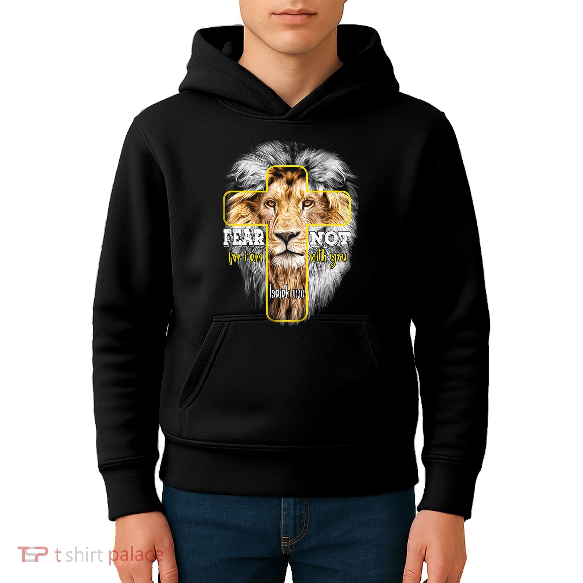 Christian Religious Bible Verse Sayings Lion Fear Scripture Kids Hoodie