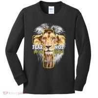 Christian Religious Bible Verse Sayings Lion Fear Scripture Kids Long Sleeve Shirt thumb 0