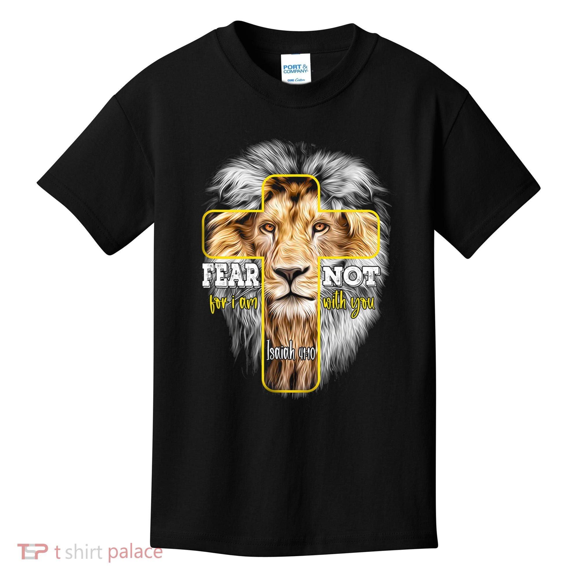 Christian Religious Bible Verse Sayings Lion Fear Scripture Kids T-Shirt