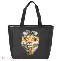 Christian Religious Bible Verse Sayings Lion Fear Scripture Tote Bag thumb 0
