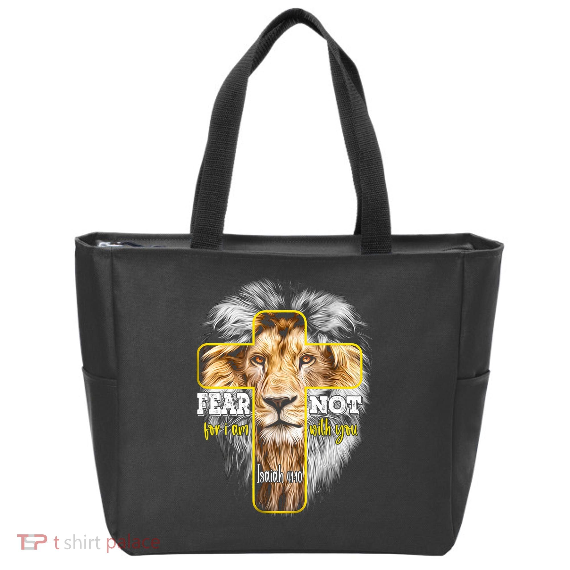 Christian Religious Bible Verse Sayings Lion Fear Scripture Tote Bag