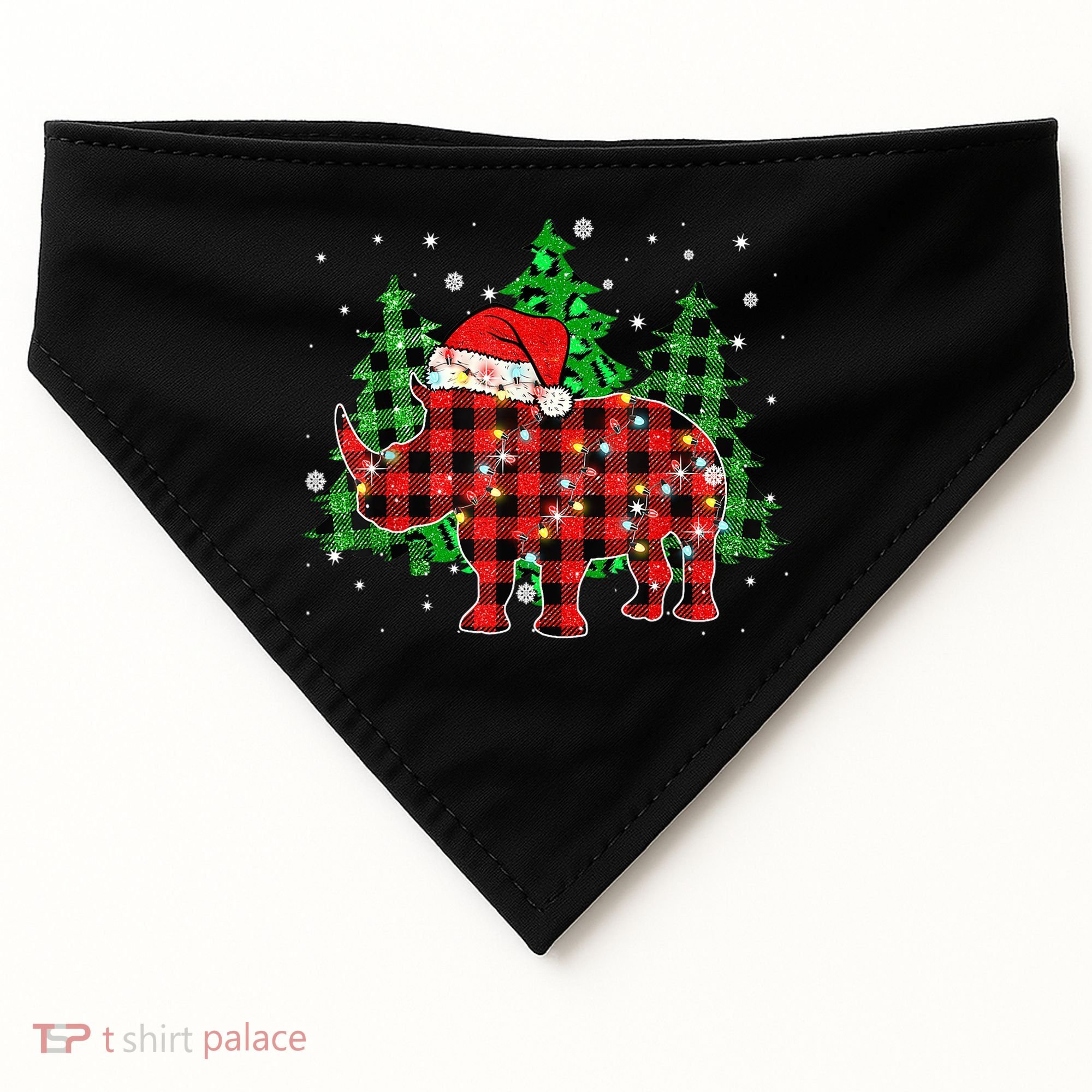 Classic Red & Black Christmas Buffalo Plaid Rhino Pajamas USA-Made Doggie Bandana