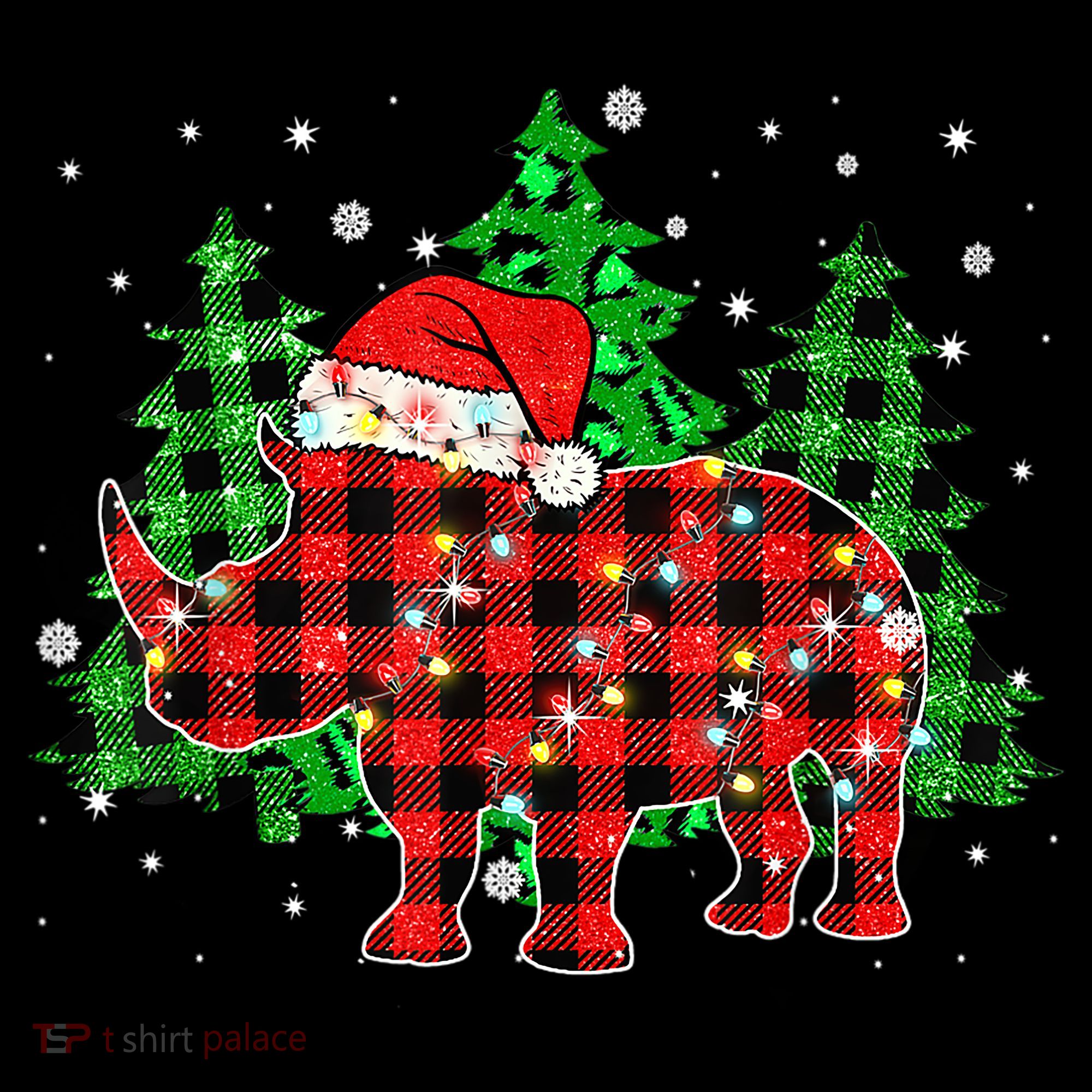 Classic Red & Black Christmas Buffalo Plaid Rhino Pajamas Coffee Mug
