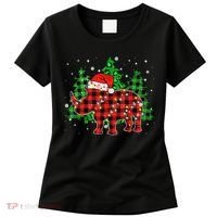Classic Red & Black Christmas Buffalo Plaid Rhino Pajamas Women's T-Shirt thumb 0