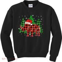 Classic Red & Black Christmas Buffalo Plaid Rhino Pajamas Kids Sweatshirt thumb 0