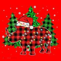 Classic Red & Black Christmas Buffalo Plaid Rhino Pajamas Santa Hat thumb 1