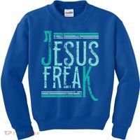 Christian Religious Bible Jesus Freak Distressed Kids Sweatshirt thumb 0