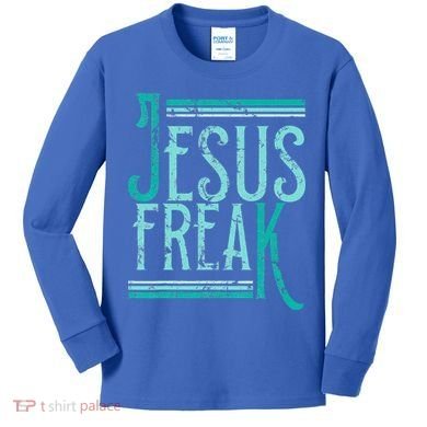 Christian Religious Bible Jesus Freak Distressed Kids Long Sleeve Shirt
