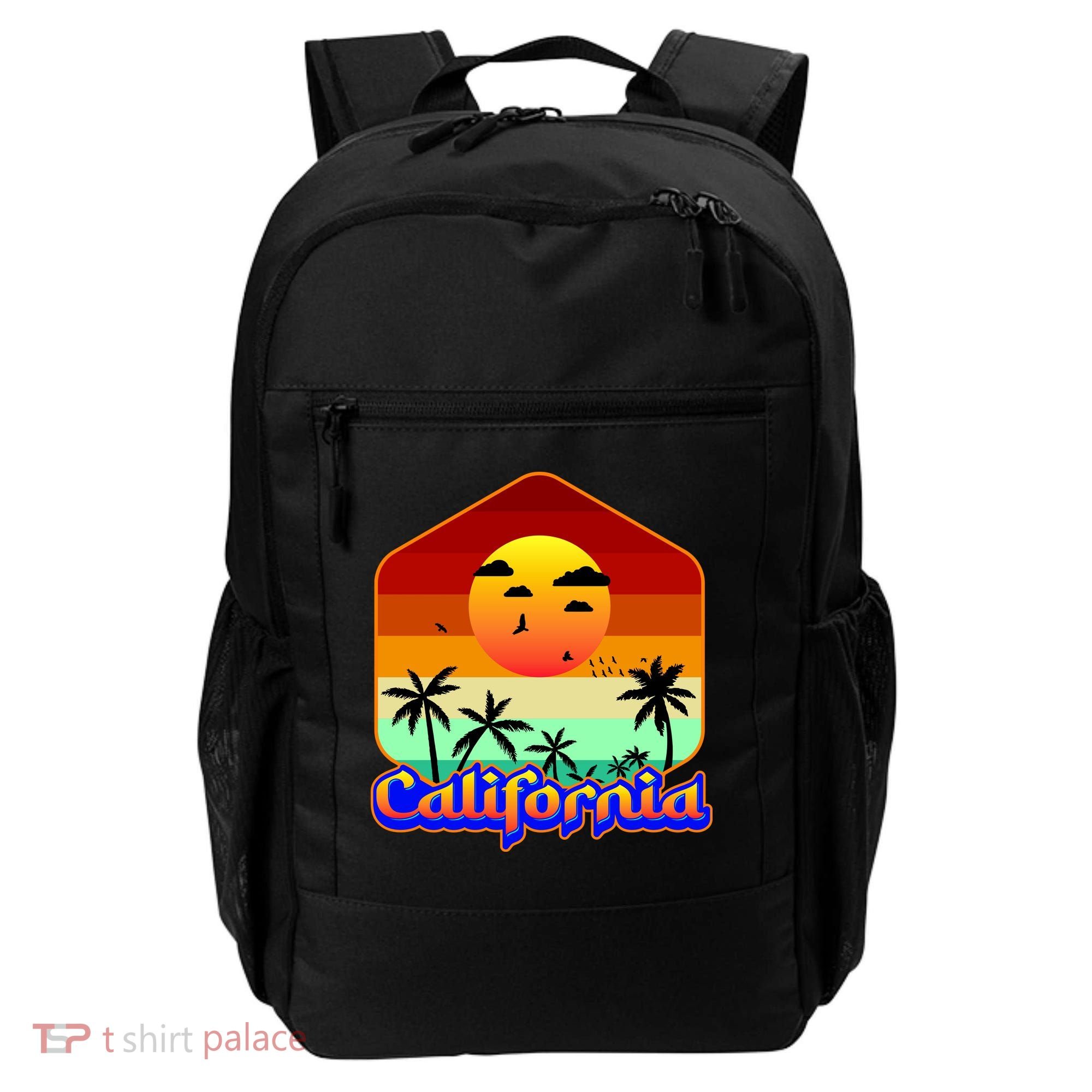 California Retro Beach Sunset Logo Backpack