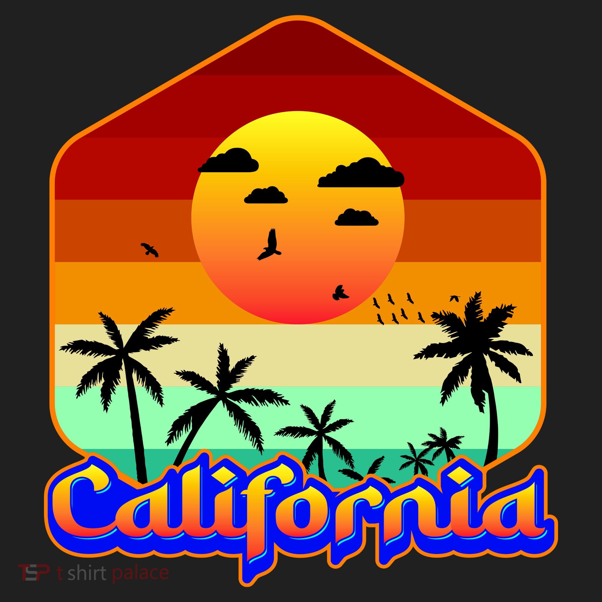 California Retro Beach Sunset Logo Beanie