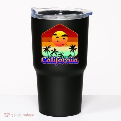 California Retro Beach Sunset Logo Tumbler