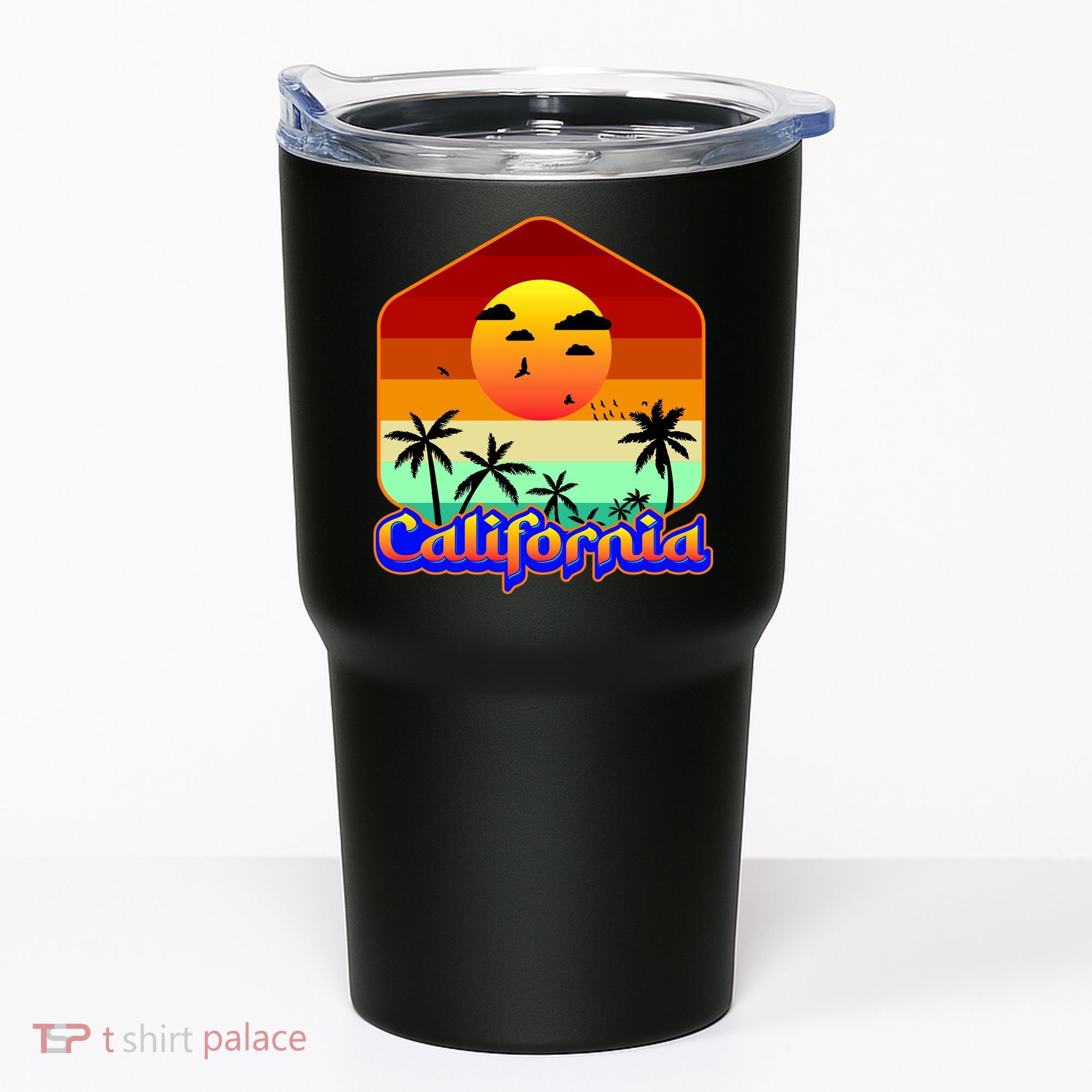 California Retro Beach Sunset Logo Tumbler