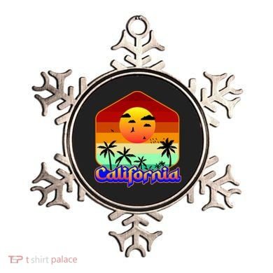 California Retro Beach Sunset Logo Ornament