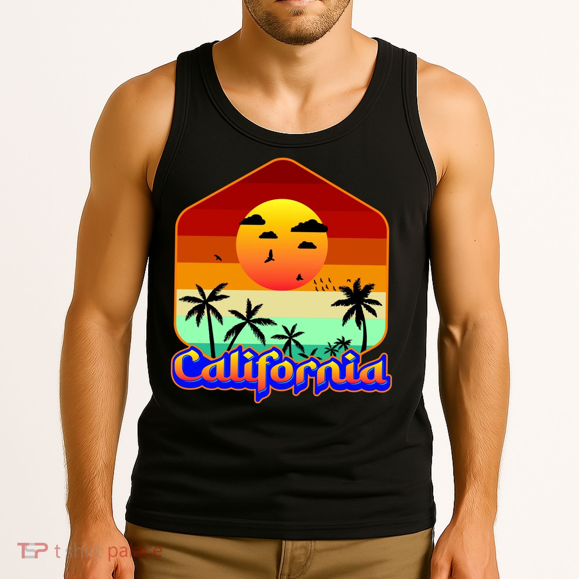 California Retro Beach Sunset Logo Tank Top