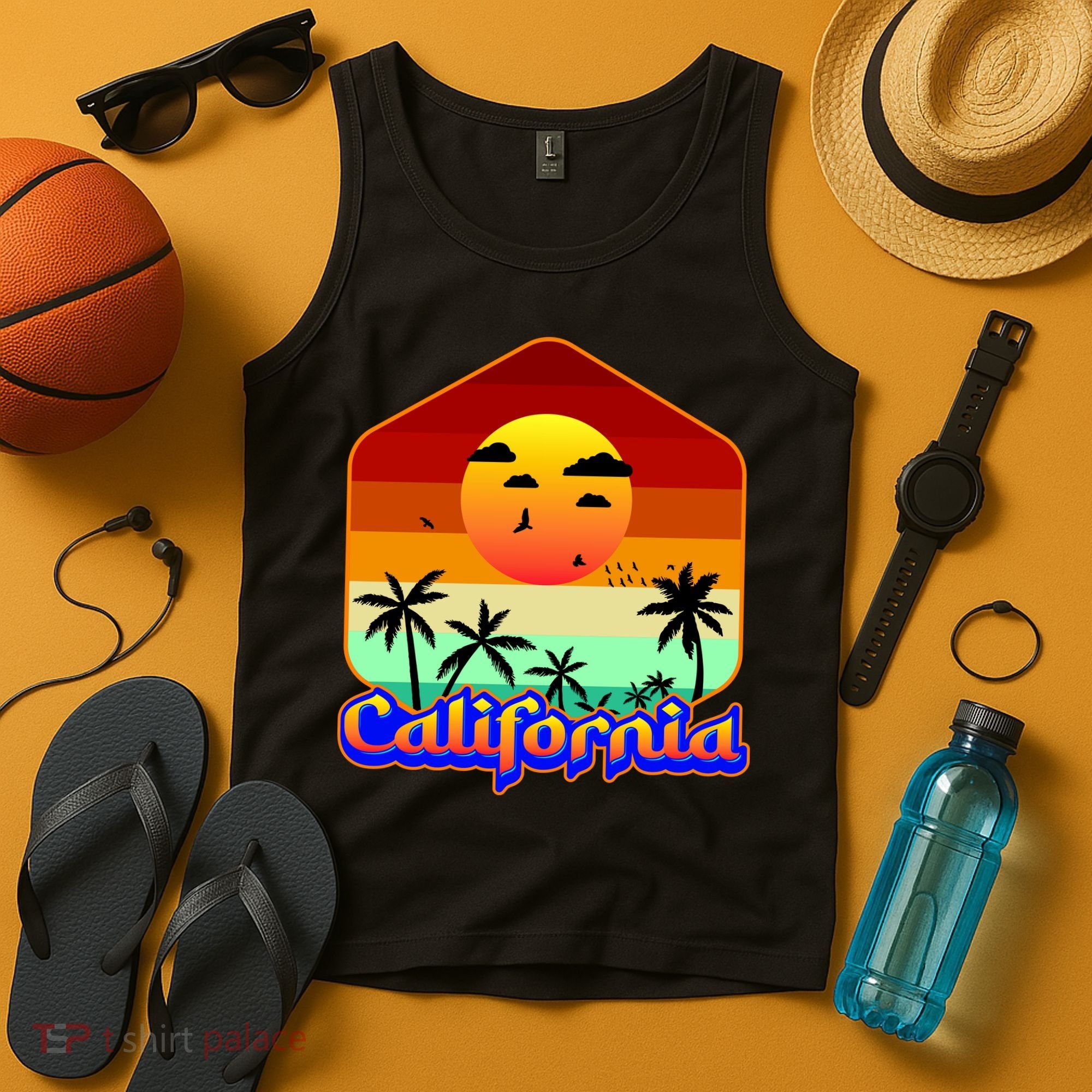 California Retro Beach Sunset Logo Tank Top