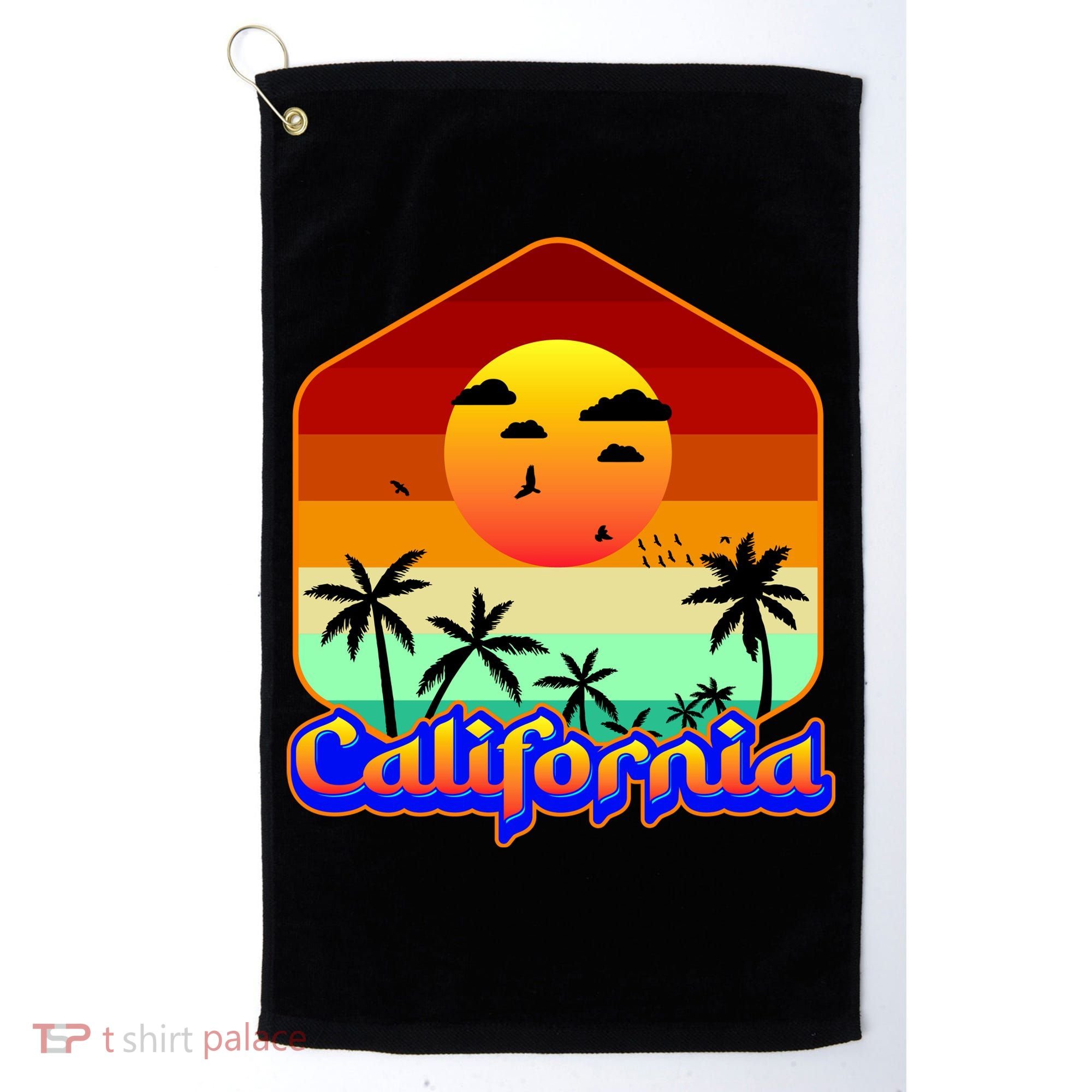 California Retro Beach Sunset Logo Golf Towel