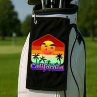 California Retro Beach Sunset Logo Golf Towel thumb 2