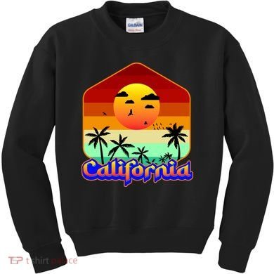 California Retro Beach Sunset Logo Kids Sweatshirt