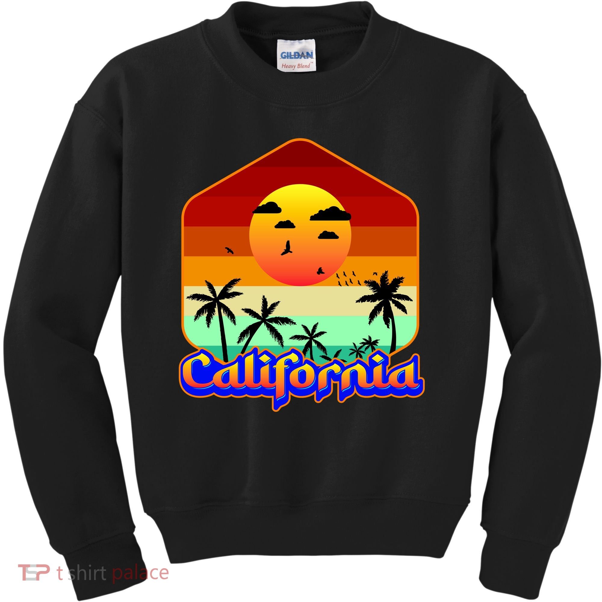 California Retro Beach Sunset Logo Kids Sweatshirt