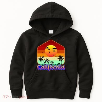 California Retro Beach Sunset Logo Kids Hoodie