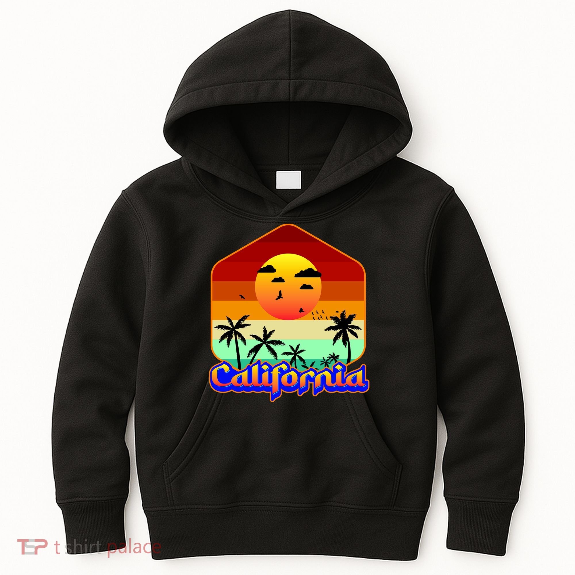 California Retro Beach Sunset Logo Kids Hoodie